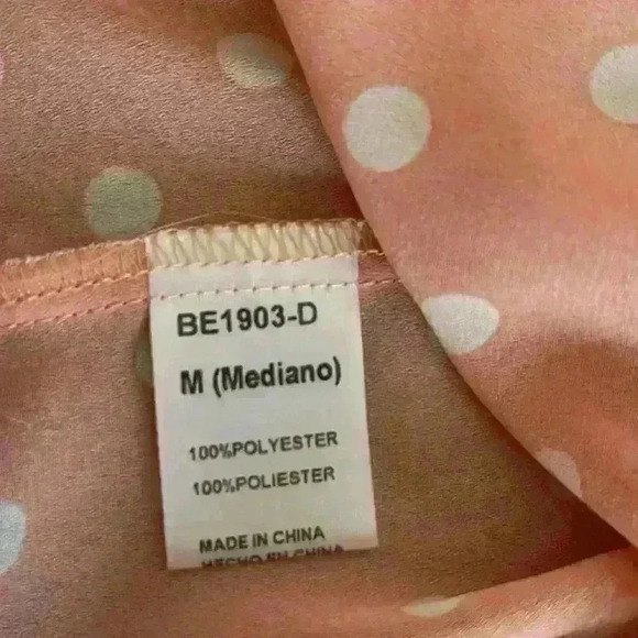 Papermoon women's blouse pink and white polka dot tulip sleeves size M - Picture 7 of 8